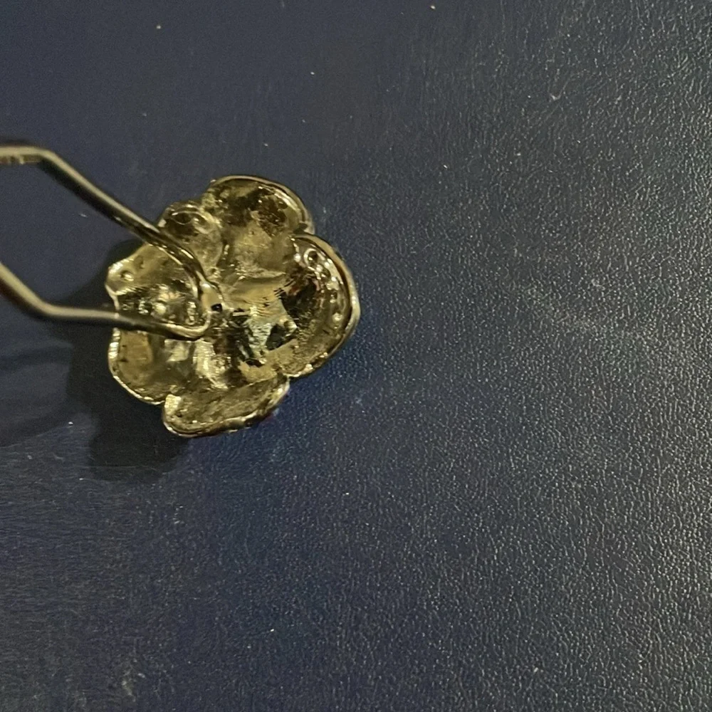 Vintage AB red blue crystal flower hair pin